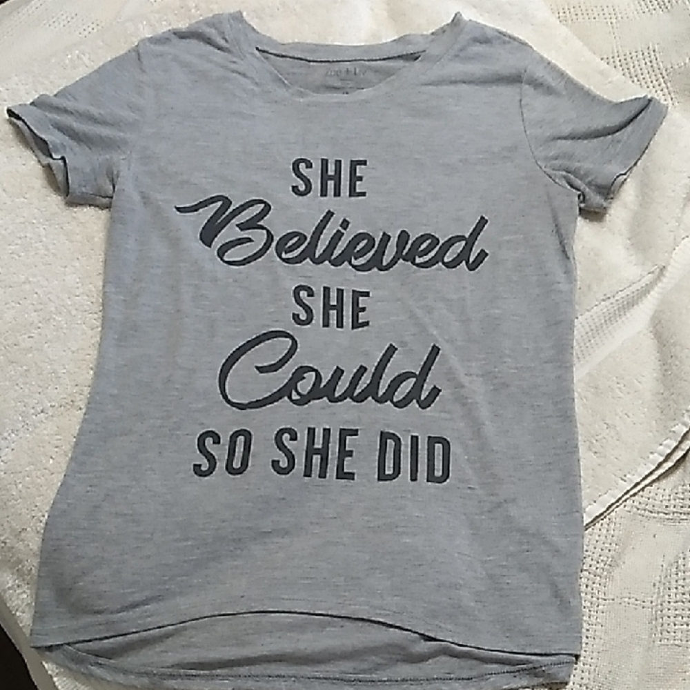 Zoe + Liv Light Gray Graphic Tee - 'She Believed'
